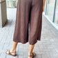 KLd "Marnie" Textured Crop Wide Leg Pant-Brown