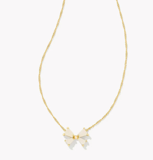 Kendra Scott Blair Bow Small Pendant Necklace - Gold Iridescent Drusy