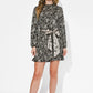 Adelyn Rae "Sasha" Pleated L/S Mini Dress-Black/Cream