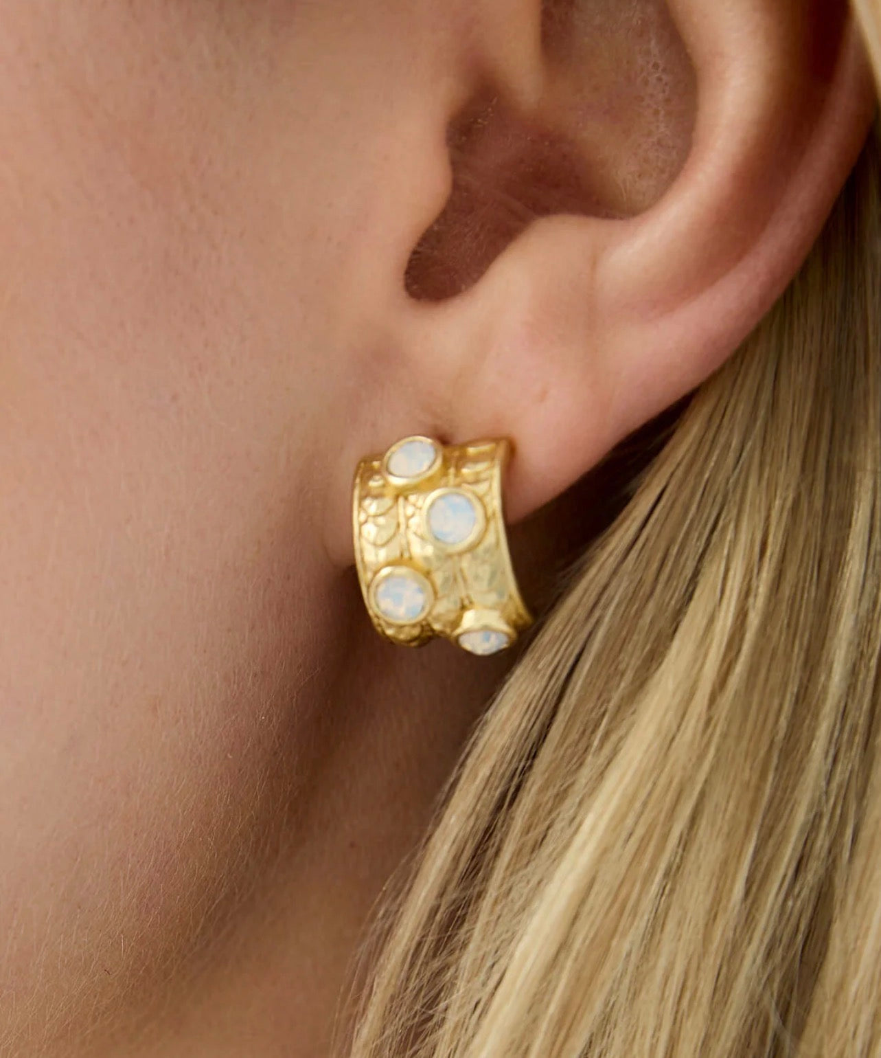 Spartina 449 Karissa Hoop Earrings -White Opal