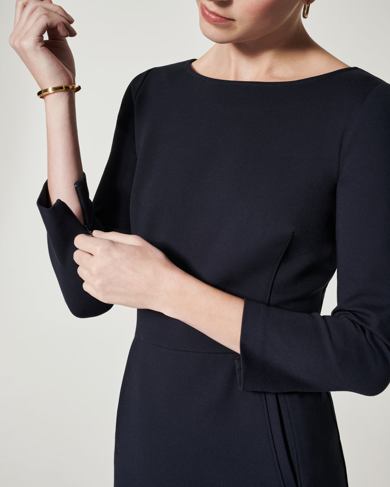 Spanx The Perfect A-line 3/4 Sleeve Dress-Classic Navy