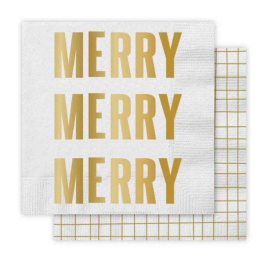 Slant Beverage Napkins - Merry Merry Merry