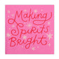 Slant Beverage Napkins - Making Spirits Bright Pink