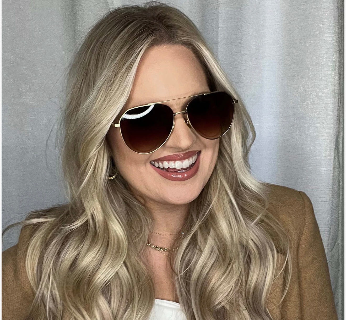 Diff Eyewear “Dash” Brushed Gold Coffee Gradient Sunglasses