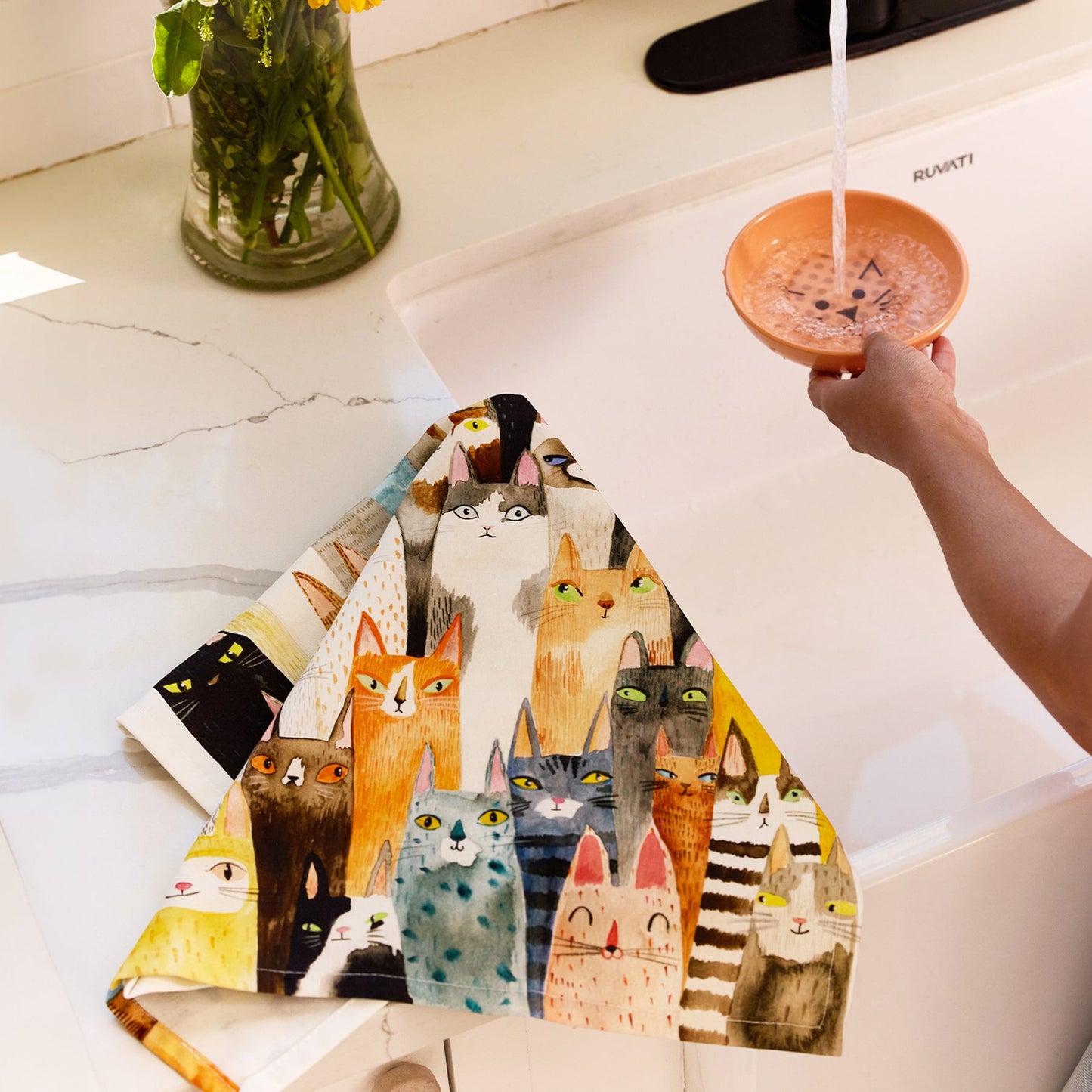 Werkshoppe “Cat Power” 100% Cotton Tea Towel