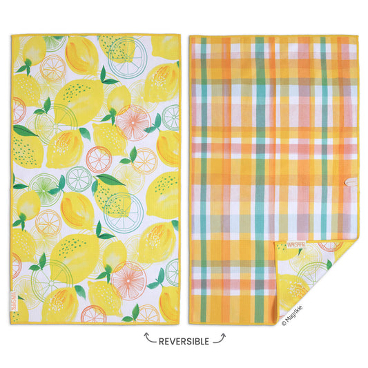 WerkShoppe “Lemon Plaid” Microfiber Tea Towel