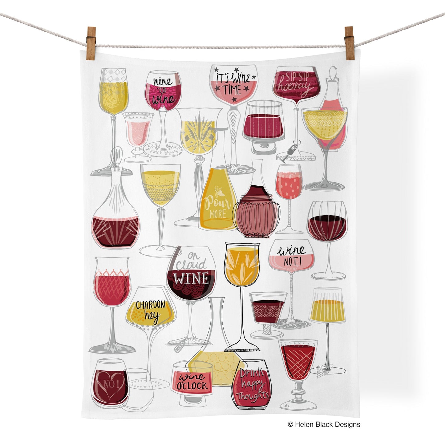 WerkShoppe “Wine Time” 100% Cotton Kitchen Tea Towel