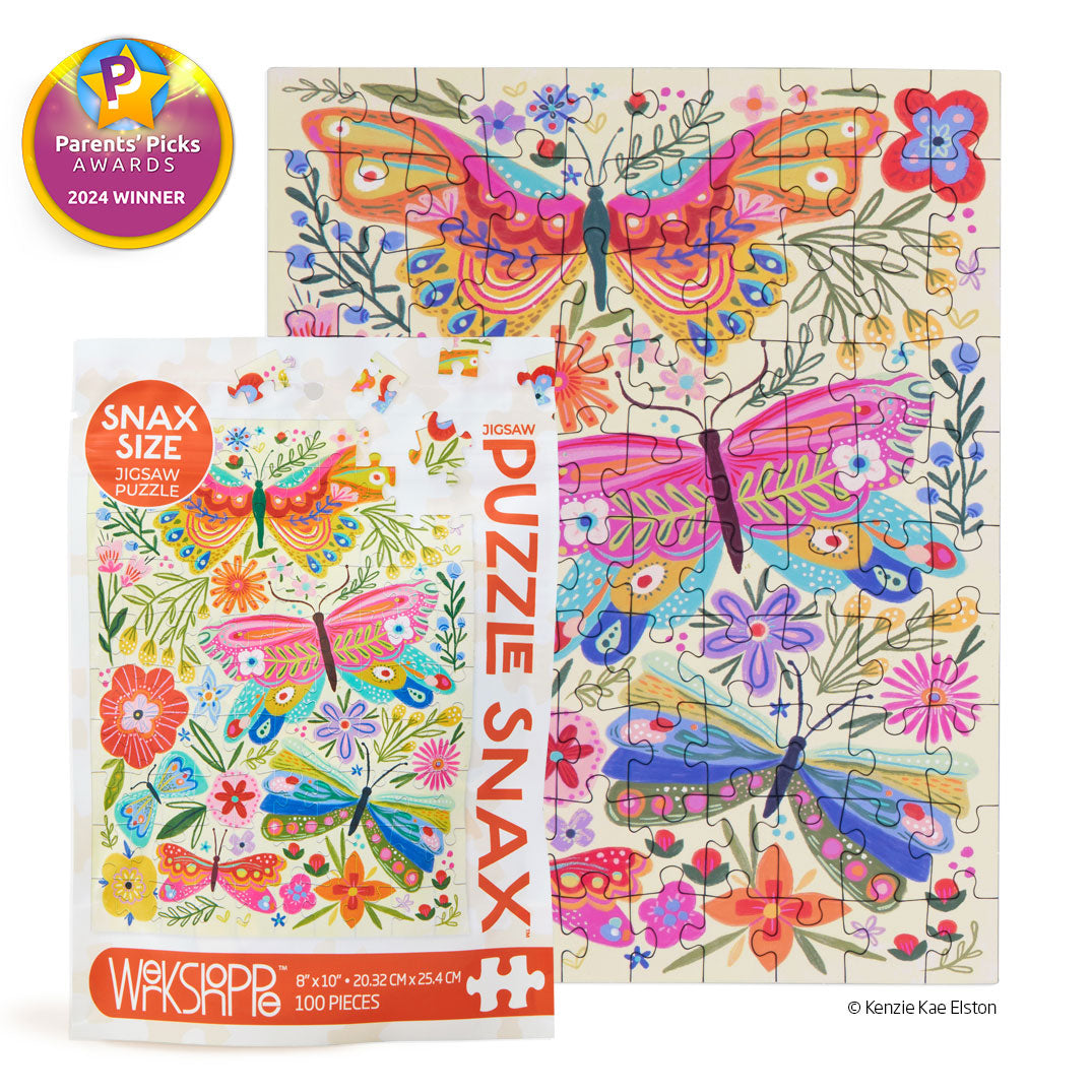 WerkShoppe “Butterfly Floral” 100 Piece Puzzle Snax