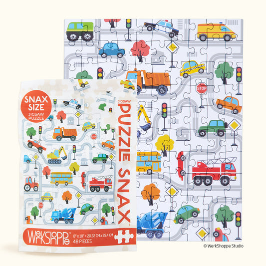 Werkshoppe “Trucks & Transportation” 48 Puzzle Piece Snax