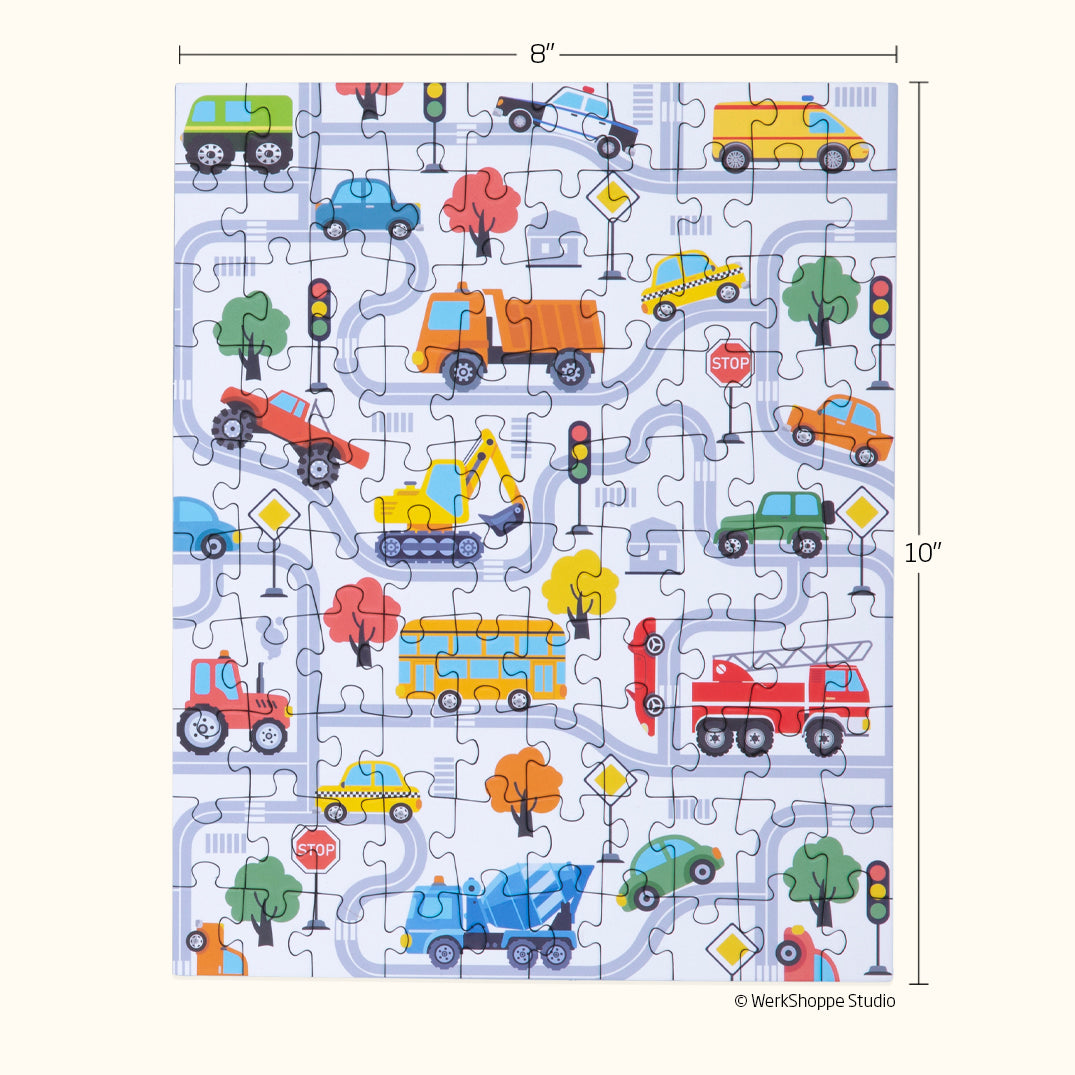 Werkshoppe “Trucks & Transportation” 48 Puzzle Piece Snax