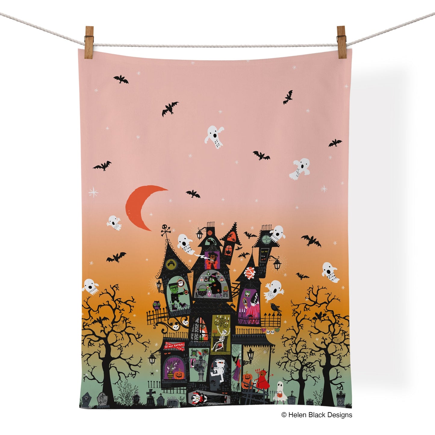 WerkShoppe “Haunted House” 100% Cotton Tea Towel