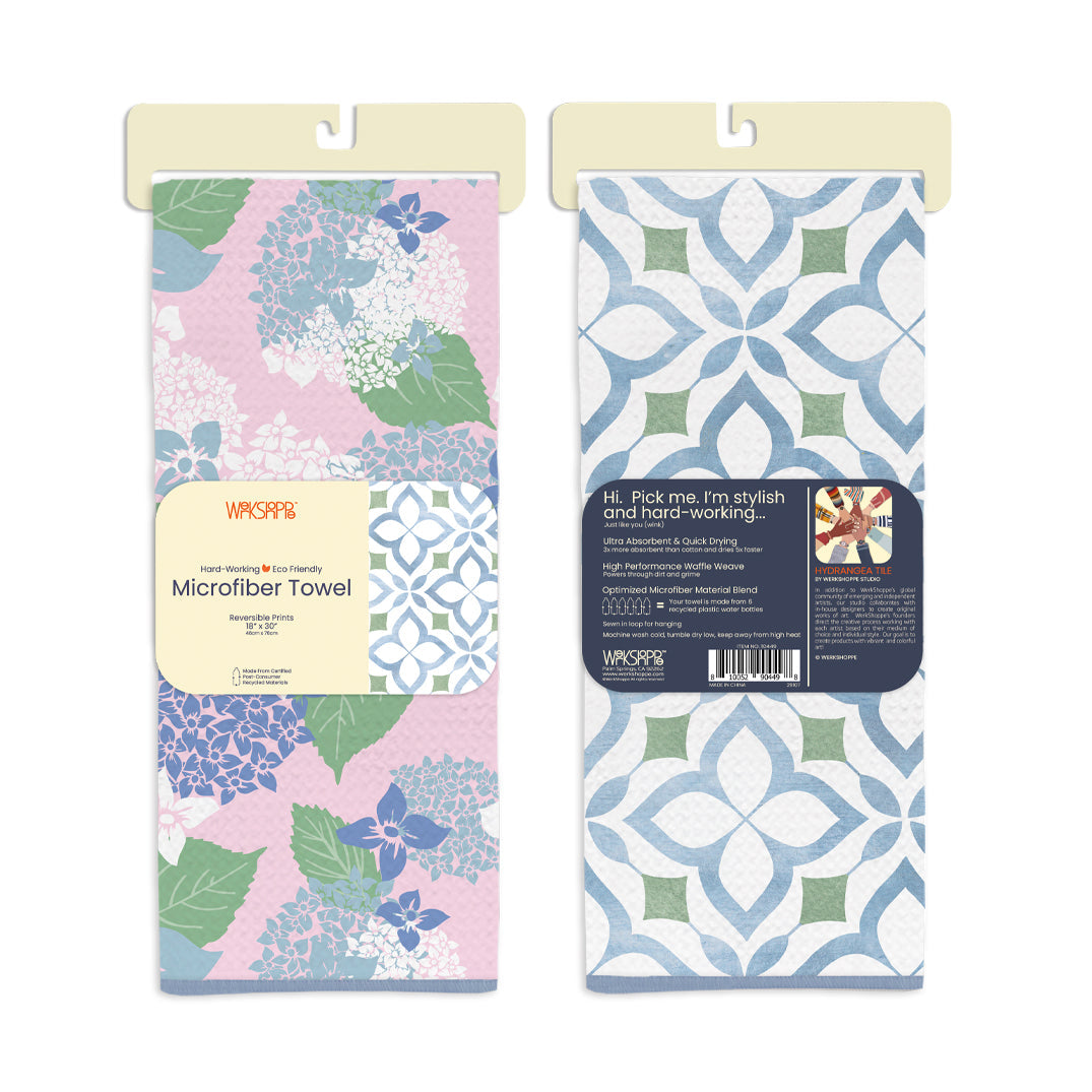 Werkshoppe "Hydrangea Tile" Microfiber Tea Towel