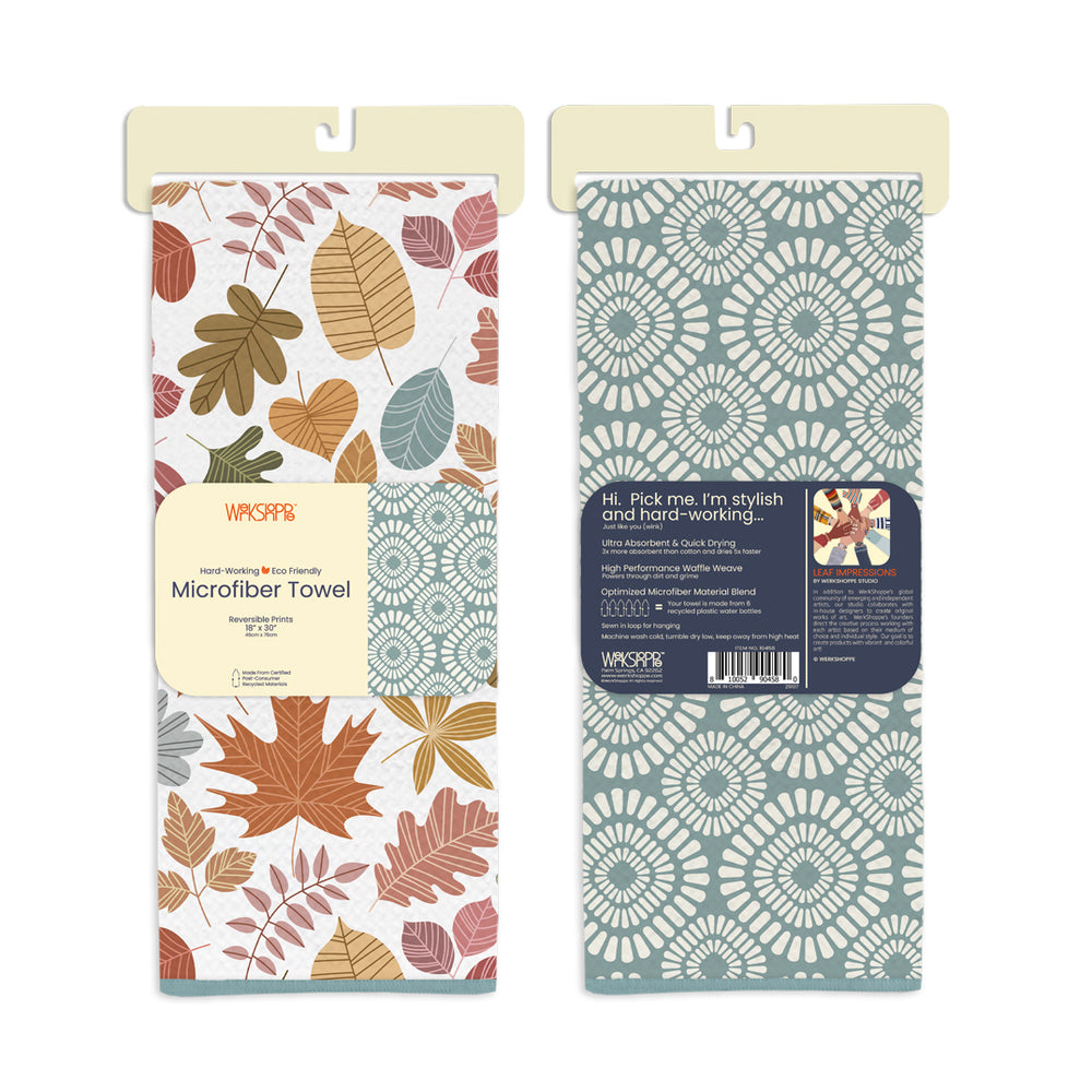 Werkshoppe "Leaf Impressions" Microfiber Kitchen Towel