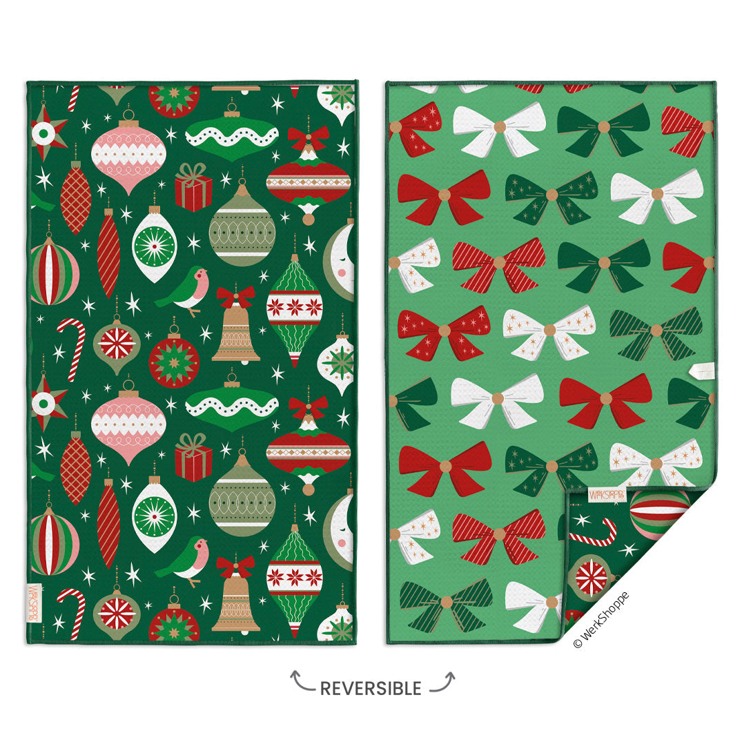 WerkShoppe “Ornaments & Bows” Microfiber Towel