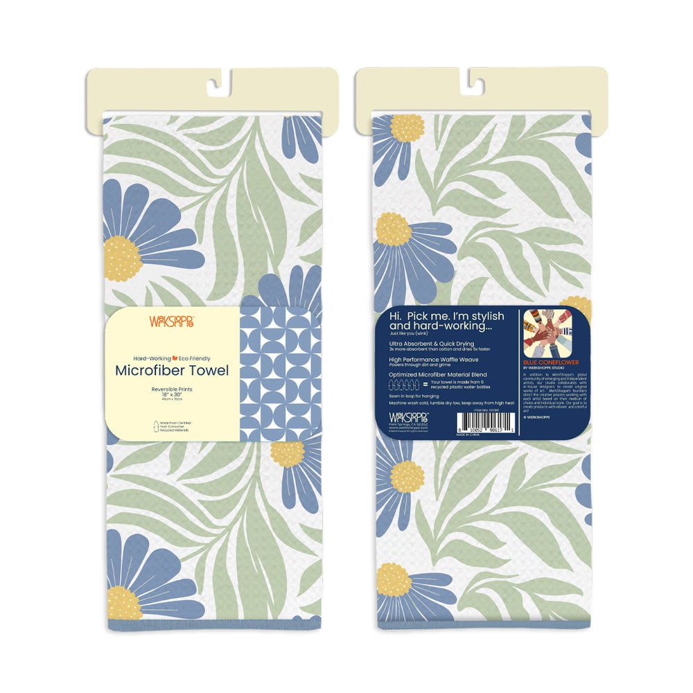 Werkshoppe "Blue Cornflower" Microfiber Tea Towel