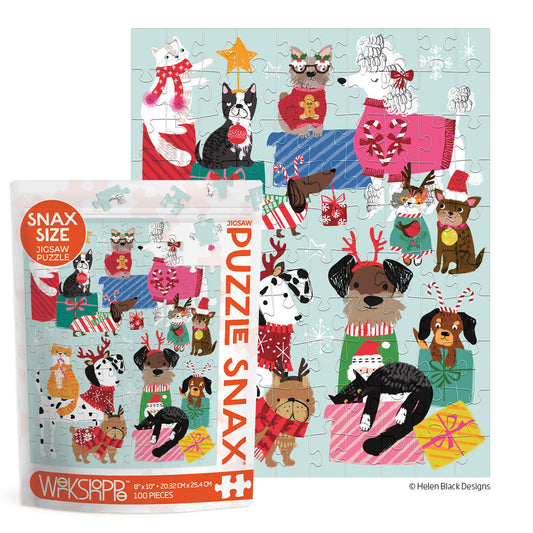 WerkShoppe “Holiday Gift Exchange” 100 Piece Puzzle Snax