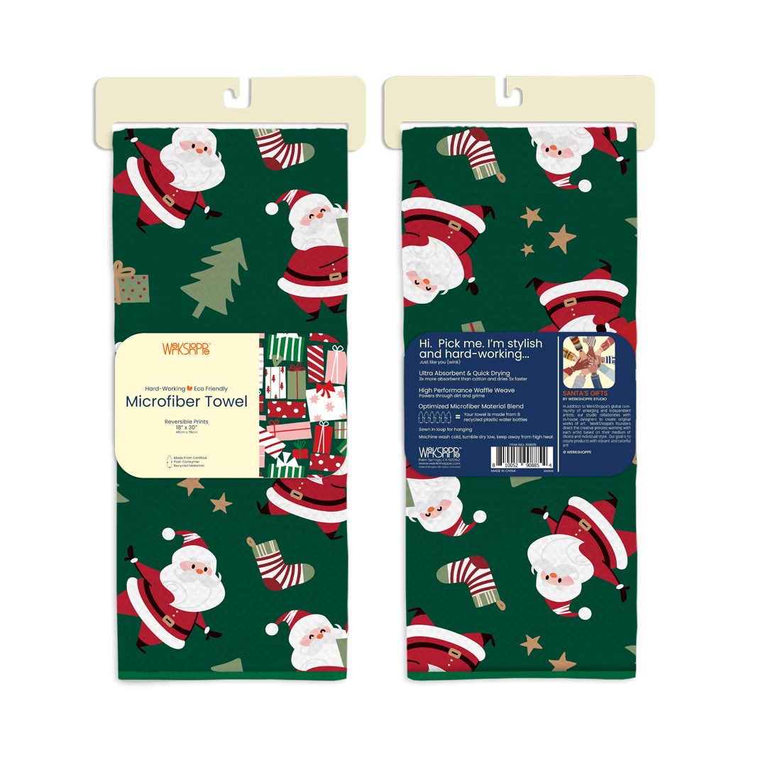 WerkShoppe “Santa's Gifts” Microfiber Tea Towels
