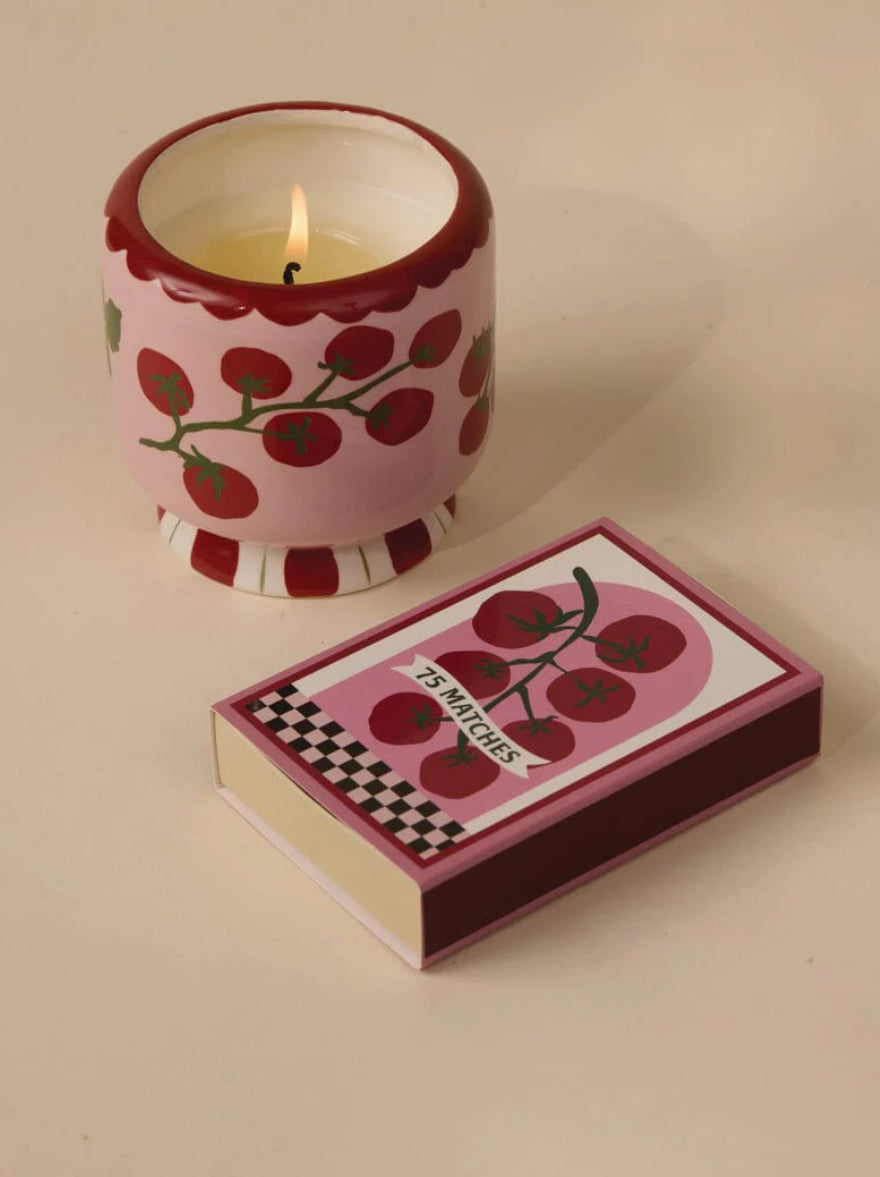 Paddywax Handpainted "Tomato Vine" Ceramic Candle - 8oz