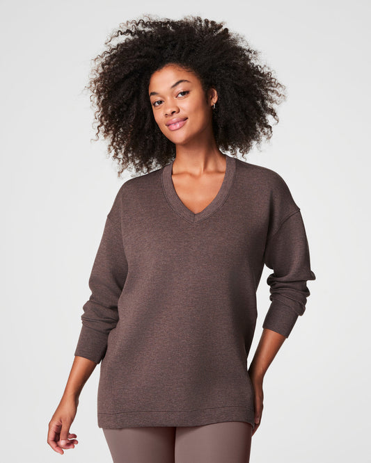 Spanx SPANX® AirEssentials Brushed V-Neck Tunic-Heather Smoke