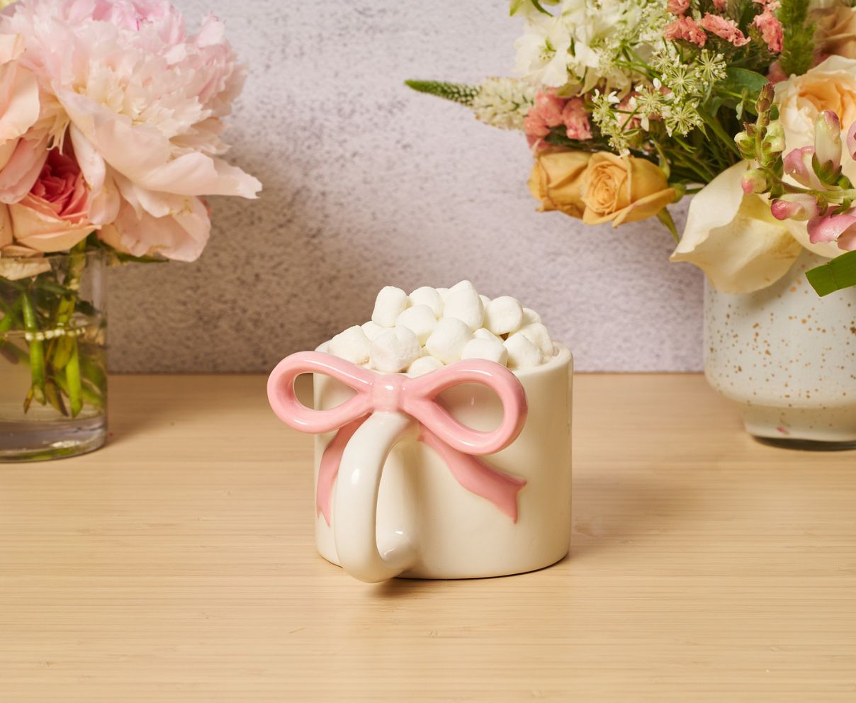 Ceramic Pink Bow on Handle Mug-12oz