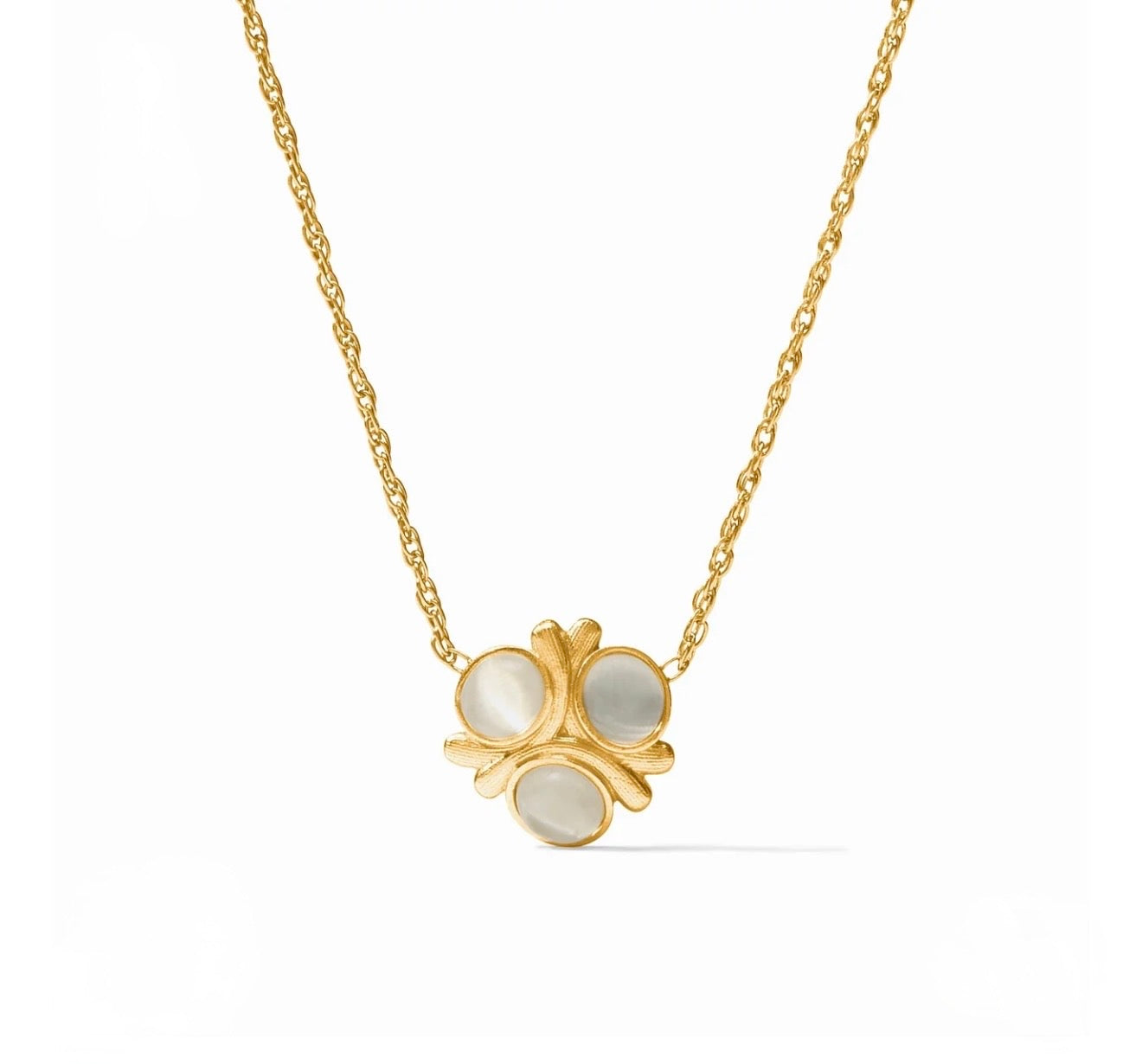Julie Vos “Cobblestone” Delicate Necklace-Gold/Ivory Cat’s Eye