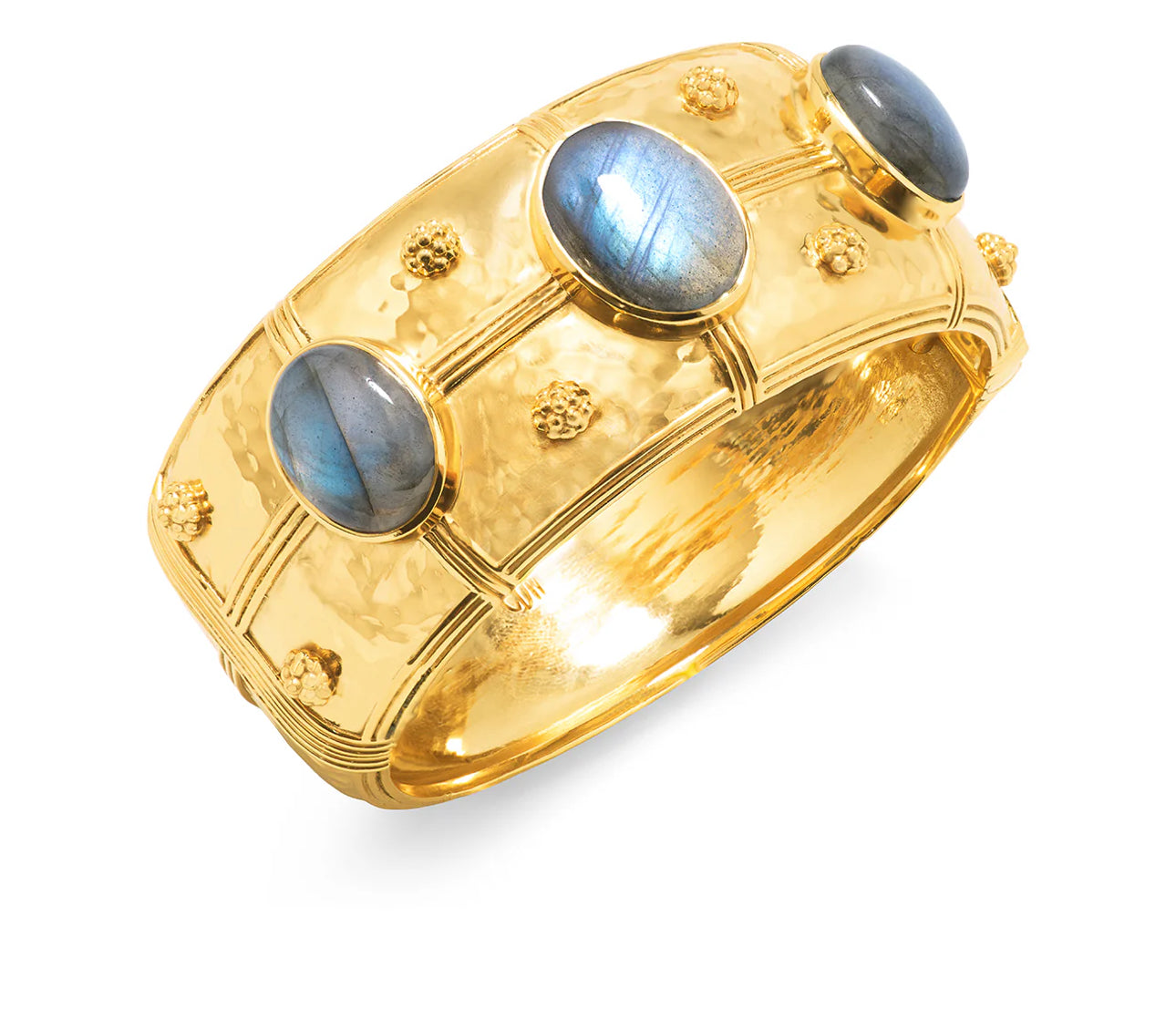 Capucine de Wulf “Cleopatra” Grande Hinged Bangle-Gold/Blue Labradorite