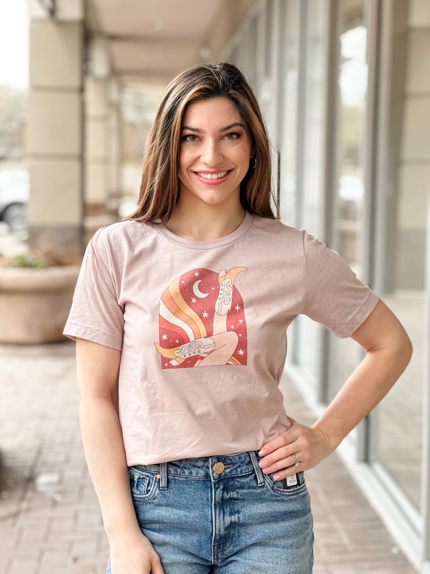 Deny Designs "Moon, Stars, & Boots" Blush Tee