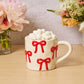 Ceramic Red Bow Mug, 16oz