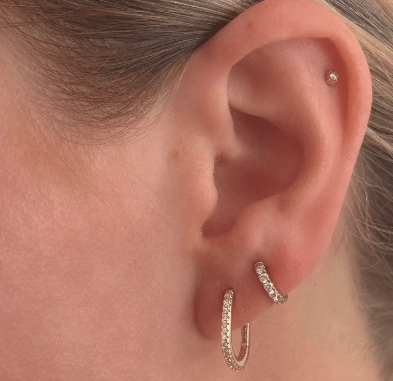 LeMel “Paperclip CZ” Huggie Earrings-Silver