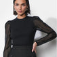 Greylin "Honey" Sheer Sleeve Sweater Top-Black