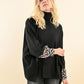 Molly Bracken Turtleneck Poncho Sweater-Black