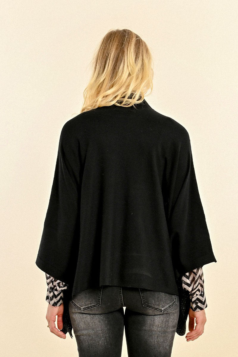 Molly Bracken Turtleneck Poncho Sweater-Black