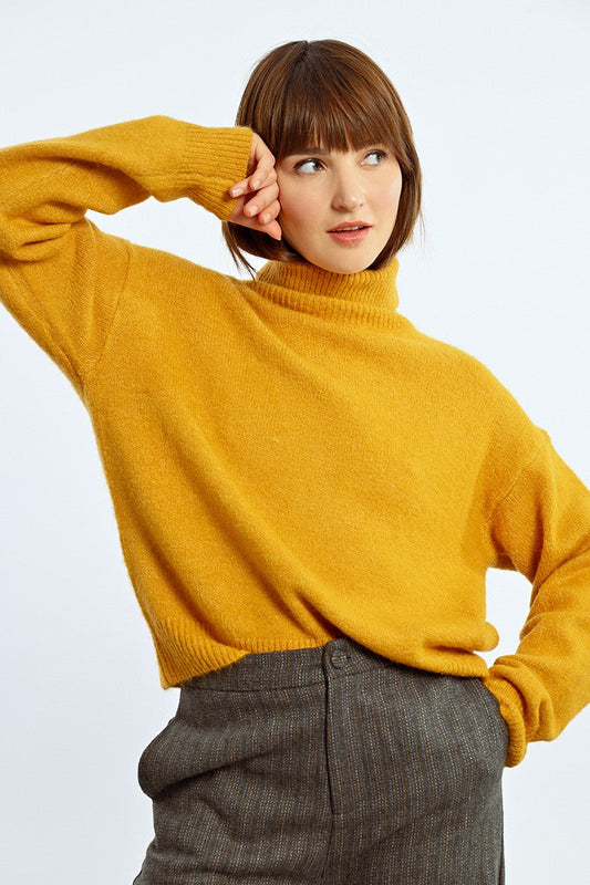 Molly Bracken "Maizy" Turtleneck Sweater - Saffron Yellow