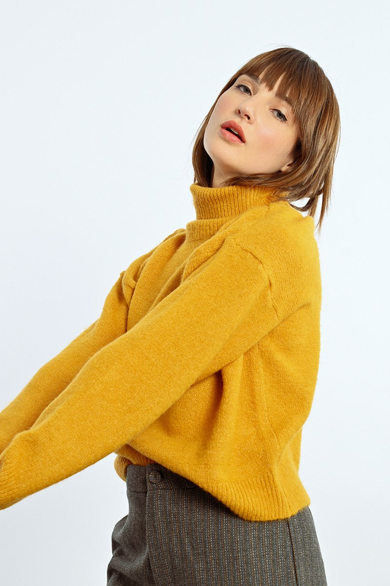 Molly Bracken "Maizy" Turtleneck Sweater - Saffron Yellow