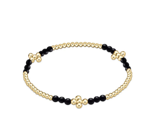 Enewton Signature Cross Gold “Bliss”Pattern 2.5mm Bead Bracelet-Matte Onyx