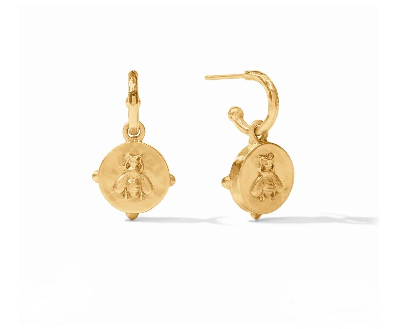 Julie Vos “Honeybee” Hoop & Charm Earring - Gold/Iridescent Ruby Red