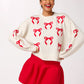 Shiraleah "Red Bows" Sweater-Ivory