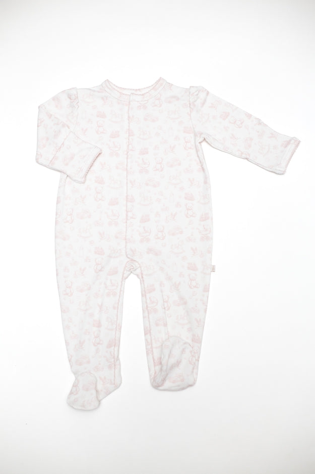 Bei Bei Princess Sleeve Snap Romper-Pink Toile