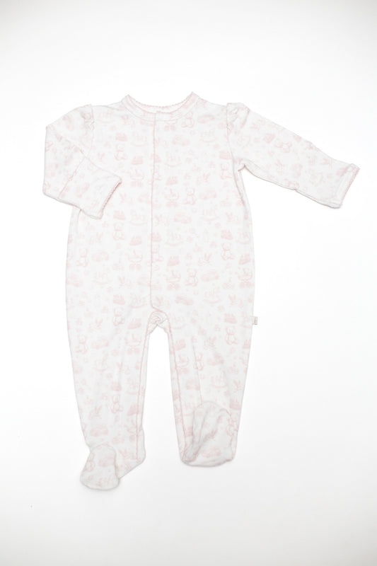Bei Bei Princess Sleeve Snap Romper-Pink Toile