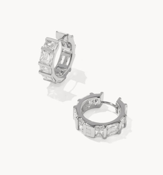 Kendra Scott Jamie Huggie Earring- Silver White CZ