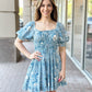 Elan “Melanie” Dress-Blue Leaf Print