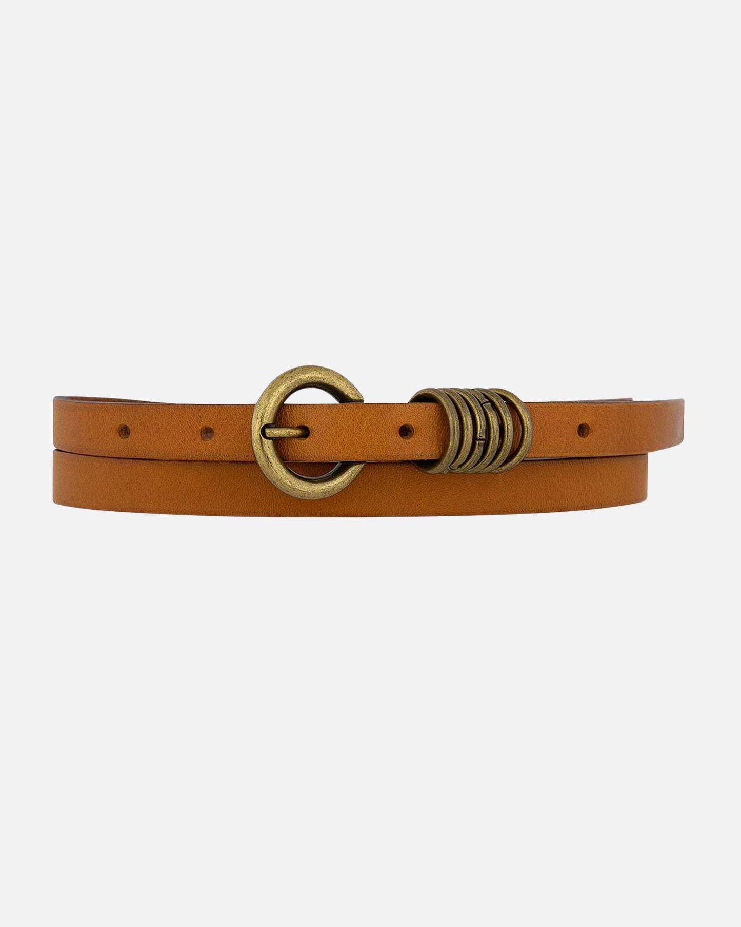 Amsterdam Heritage  “Alie” | Skinny Leather Belt- Camel