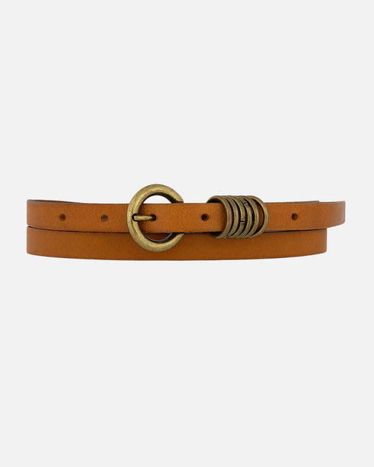 Amsterdam Heritage  “Alie” | Skinny Leather Belt- Camel