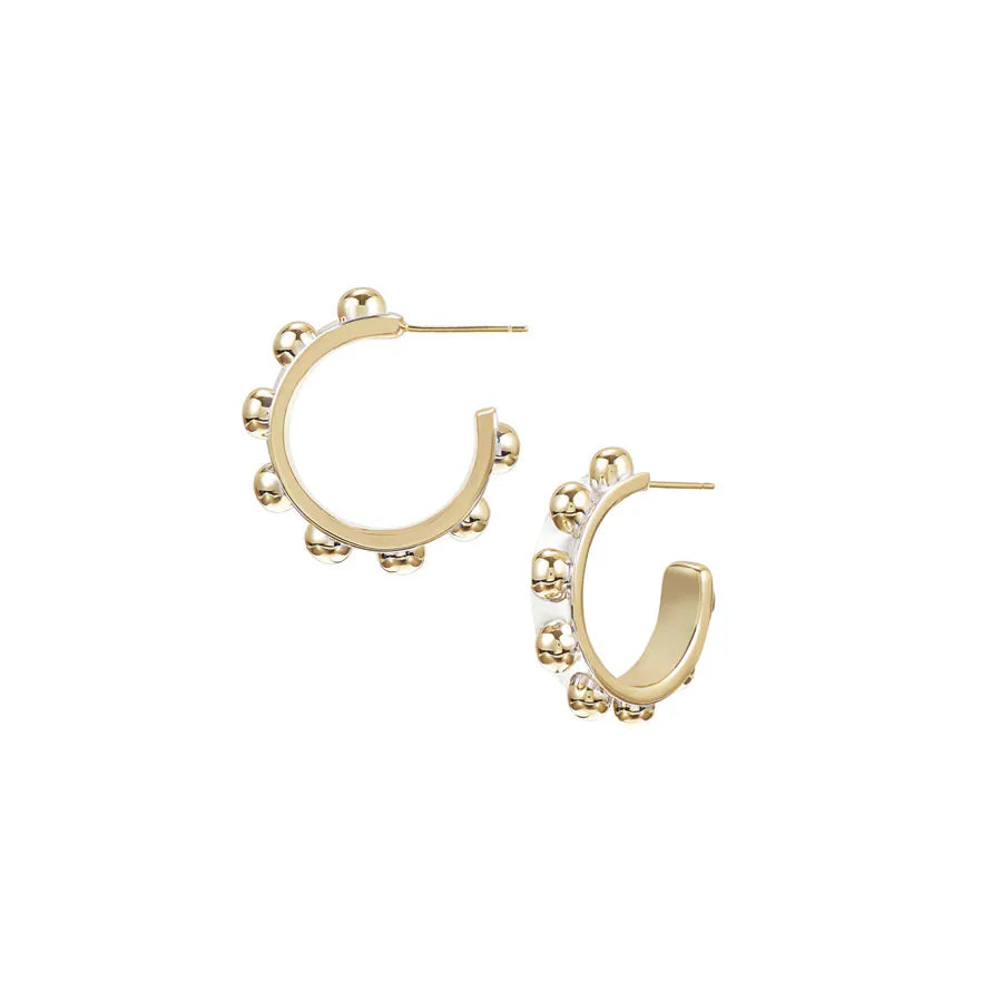 Natalie Wood Designs "Enchanted" Mini Beaded Hoop Earring-Gold/Silver