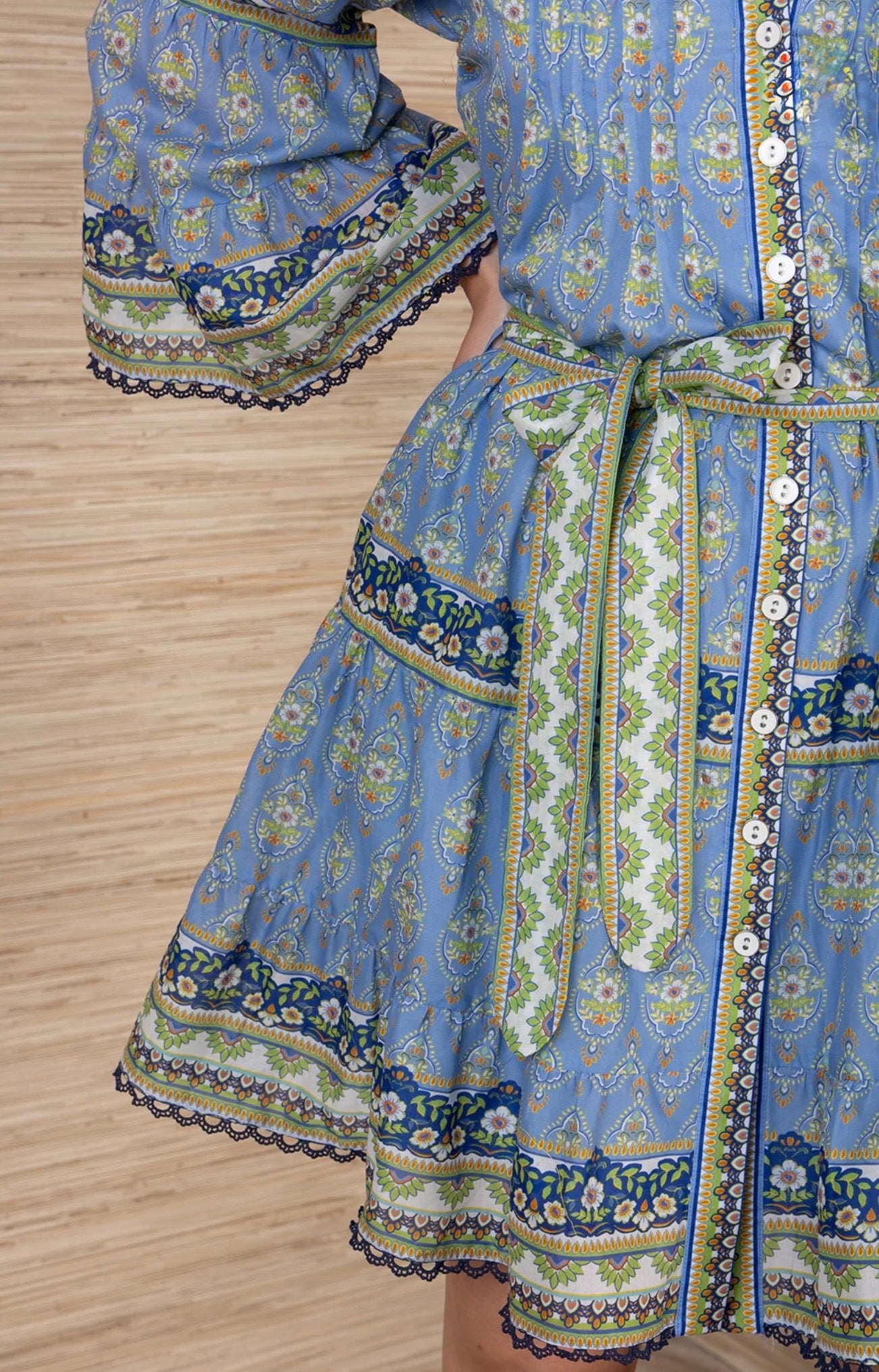 Hale Bob “Idalia” Pintuck Dress - Blue