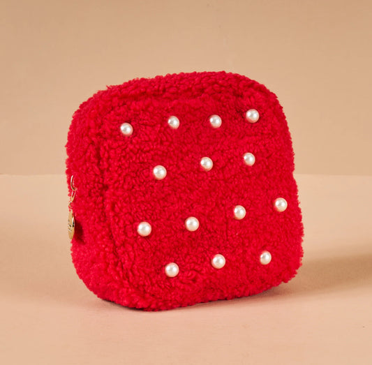 The Darling Effect Sunny Teddy Pouch-Square Pearl Red