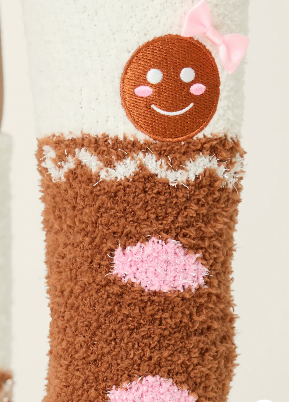 PJ Salvage Cozy Ski Jammie Crew Socks-Gingerbread Girl