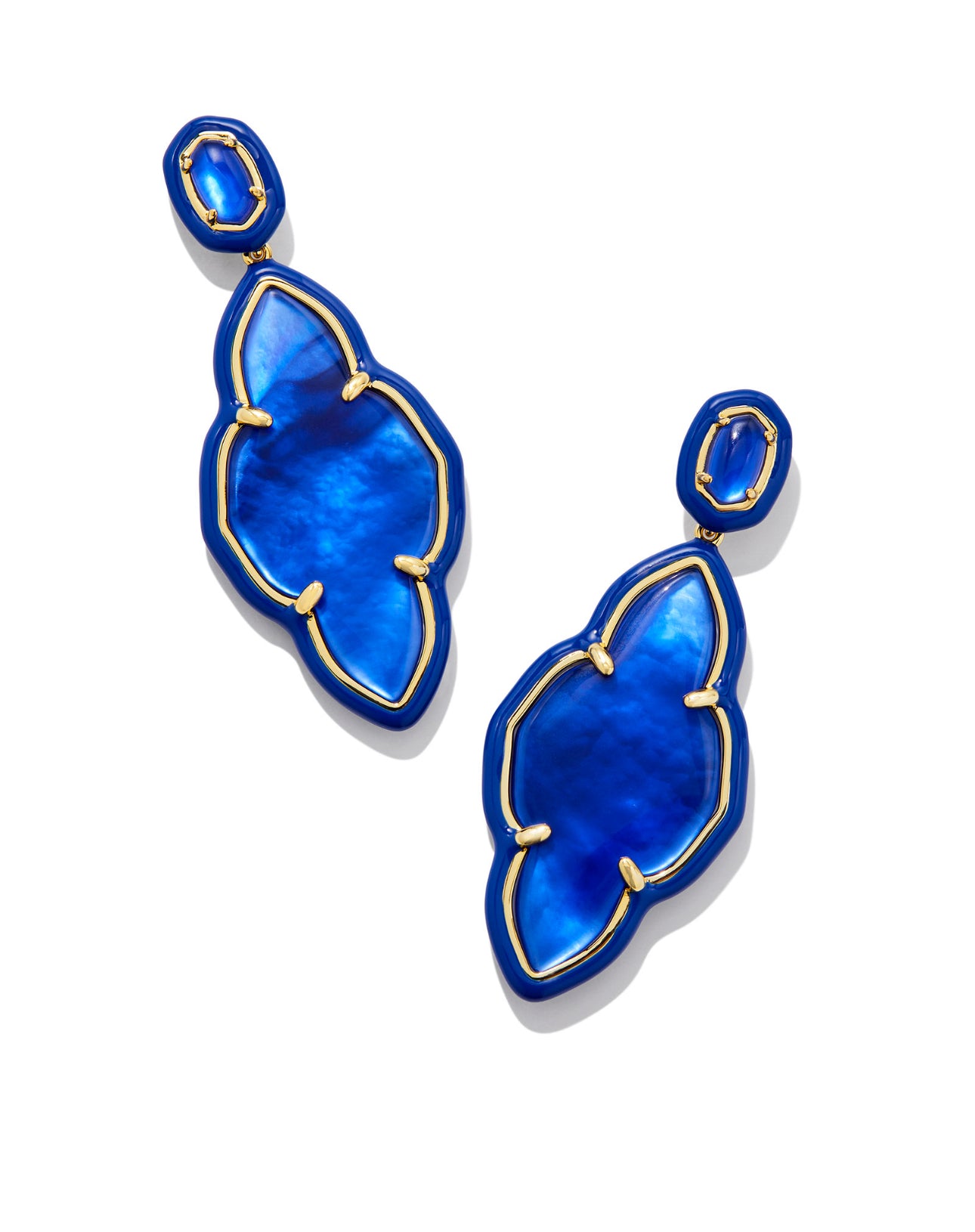 Kendra Scott Abbie Enamel Framed Statement Earring- Gold Cobalt Illusion