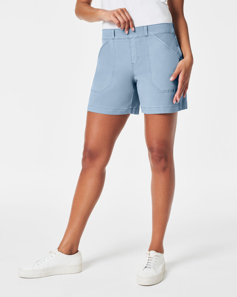 Spanx Stretch Twill Shorts, 6"-Mountain Blue