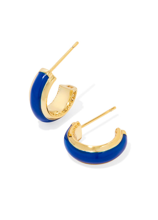 Kendra Scott Ainsley Huggie Earring-Gold Blue Enamel